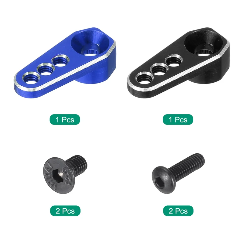 Aluminum Alloy 1/18 25T Steering Servo Arm Horn Black/Dark Blue for DIY, 2 Pcs