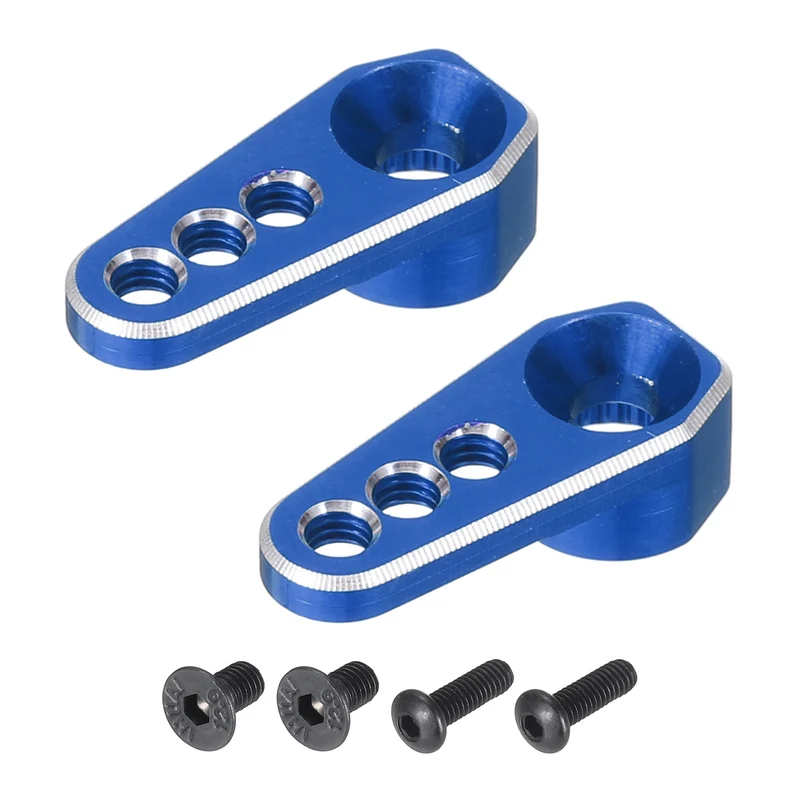 Aluminum Alloy 1/18 25T Steering Servo Arm Horn Deep Blue for DIY RC Car/Boat/Airplane Boat Accessories 2 Pcs