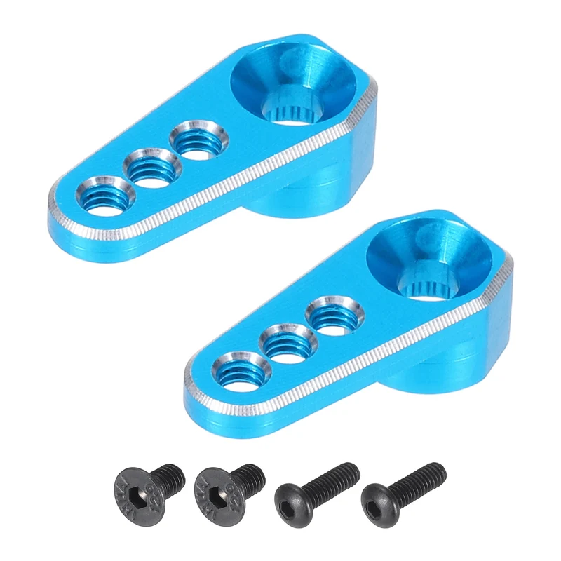 Aluminum Alloy 1/18 25T Steering Servo Arm Horn Sky Blue for DIY RC Car/Boat/Airplane Boat Accessories 2 Pcs