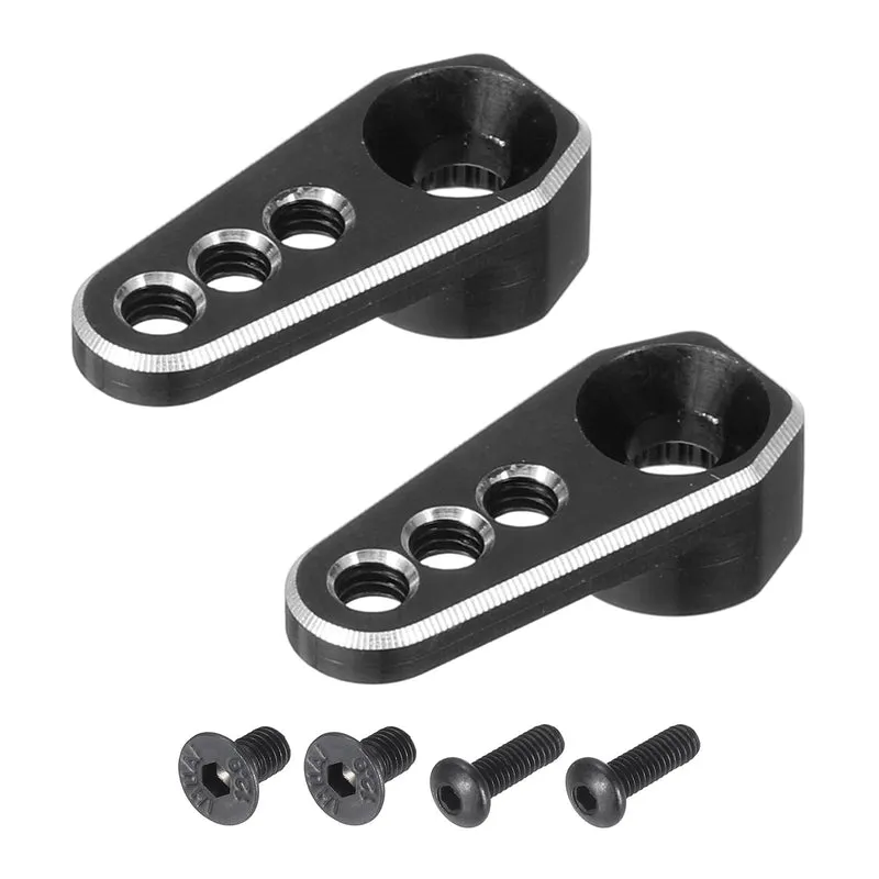 Aluminum Alloy 1/18 25T Steering Servo Arm Horn Black for DIY RC Car/Boat/Airplane Boat Accessories 2 Pcs