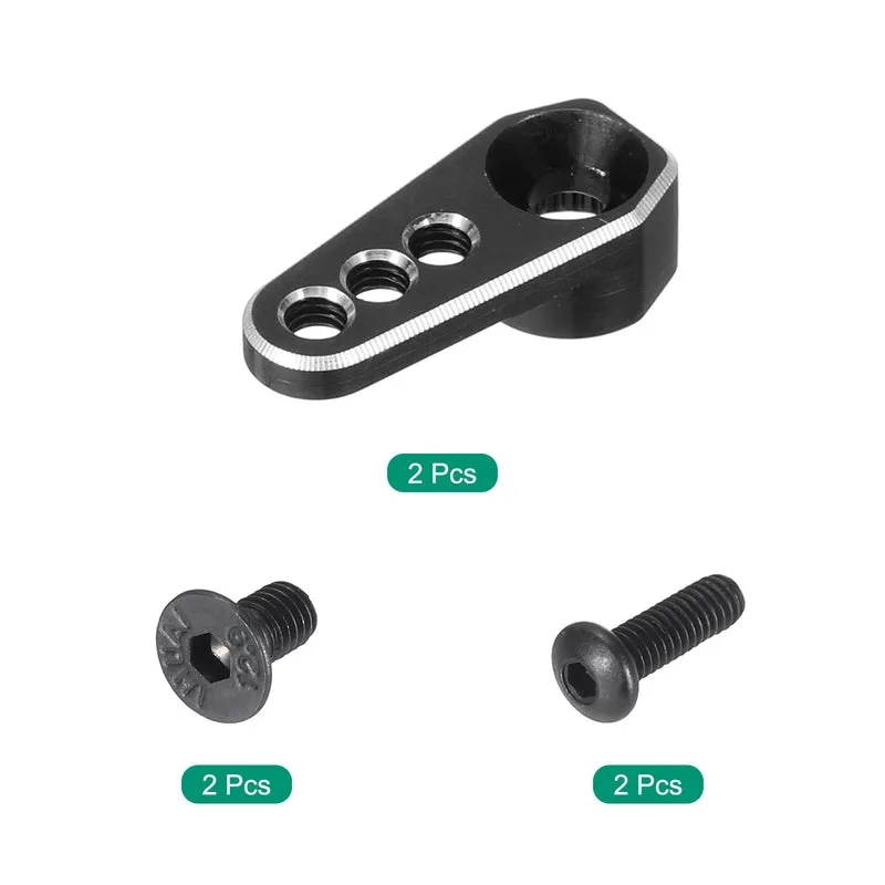 Aluminum Alloy 1/18 25T Steering Servo Arm Horn Black for DIY RC Car/Boat/Airplane Boat Accessories 2 Pcs