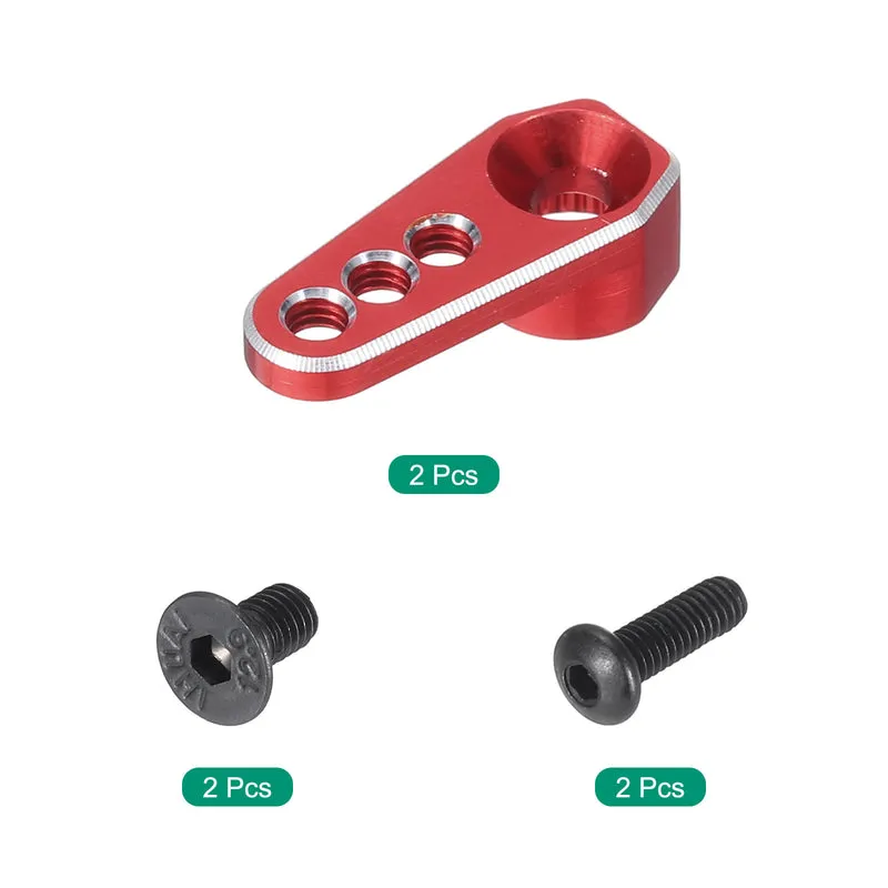 Aluminum Alloy 1/18 25T Steering Servo Arm Horn Red for DIY RC Car/Boat/Airplane Boat Accessories 2 Pcs