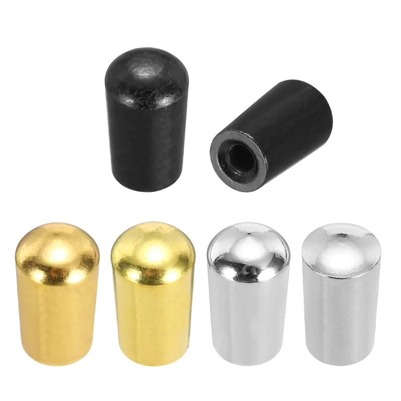6Pcs 3Way Guitar Toggle Switch Tip, M4/M3.5 Brass Threaded, Black/Silver/Gold