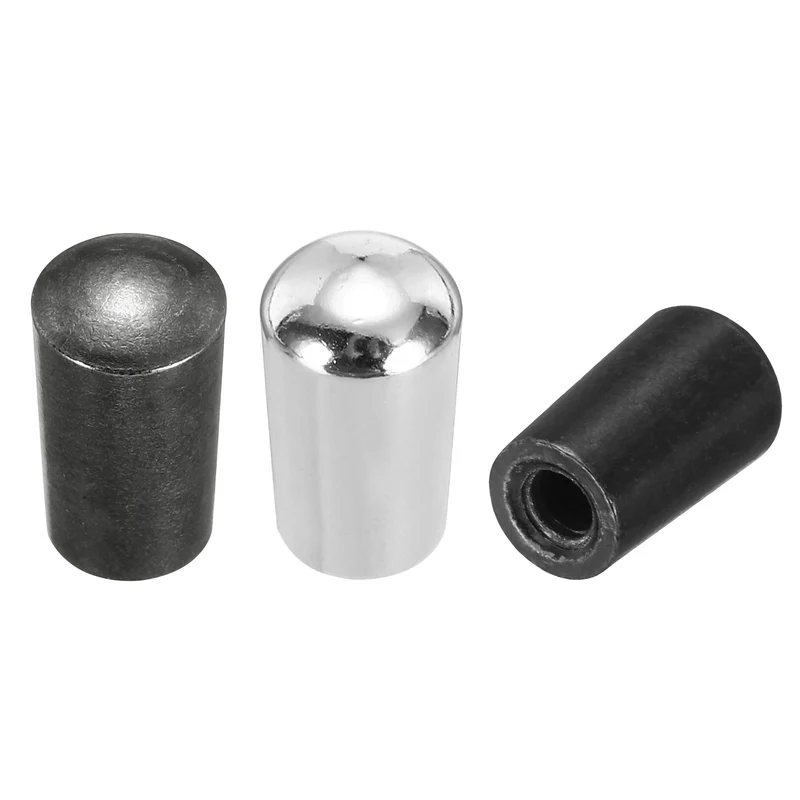 3Pcs 3Way Guitar Toggle Switch Tip, M4 Brass Threaded, Black/Silver/Dark Silver
