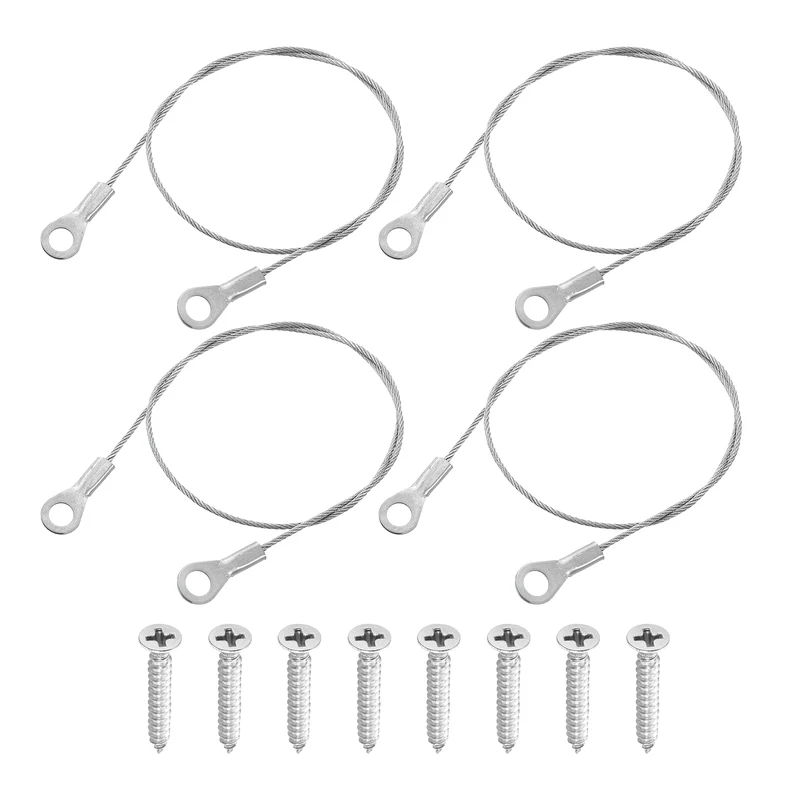 4Pcs Lanyard Cable, 20cm x 1.5mm 304 Stainless Steel Wire Rope Lanyard