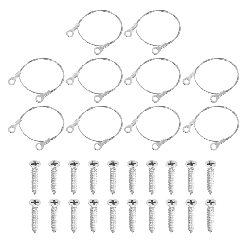 10Pcs Lanyard Cable, 10cm x 1.5mm 304 Stainless Steel Wire Rope Lanyard