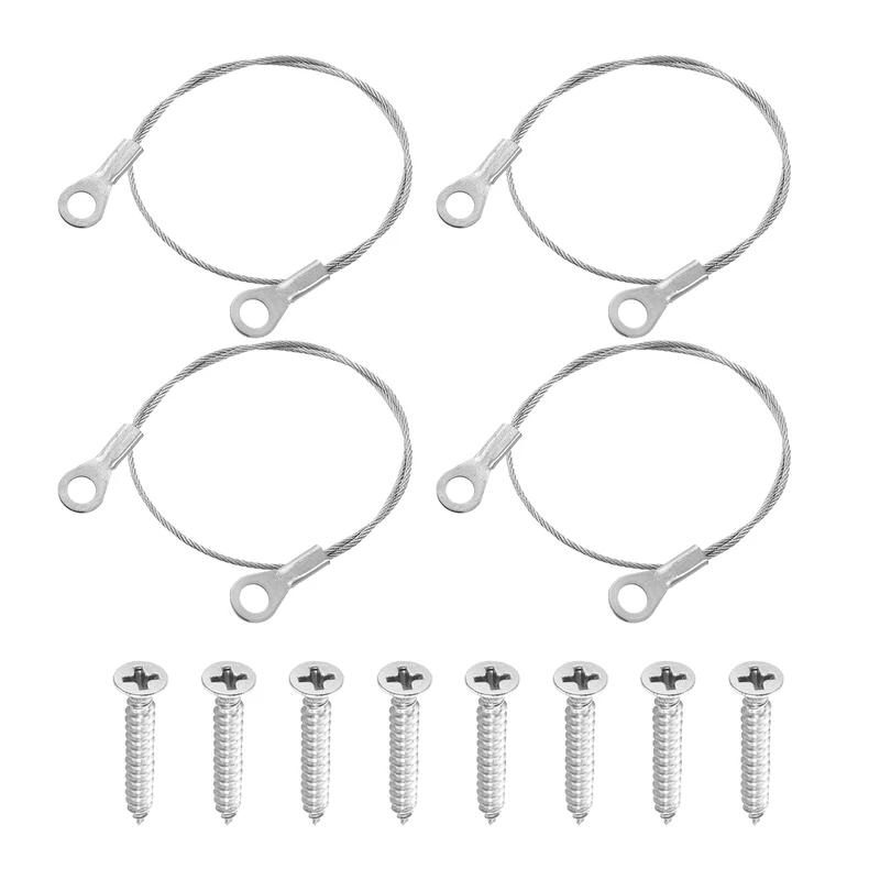 4Pcs Lanyard Cable, 10cm x 1.5mm 304 Stainless Steel Wire Rope Lanyard