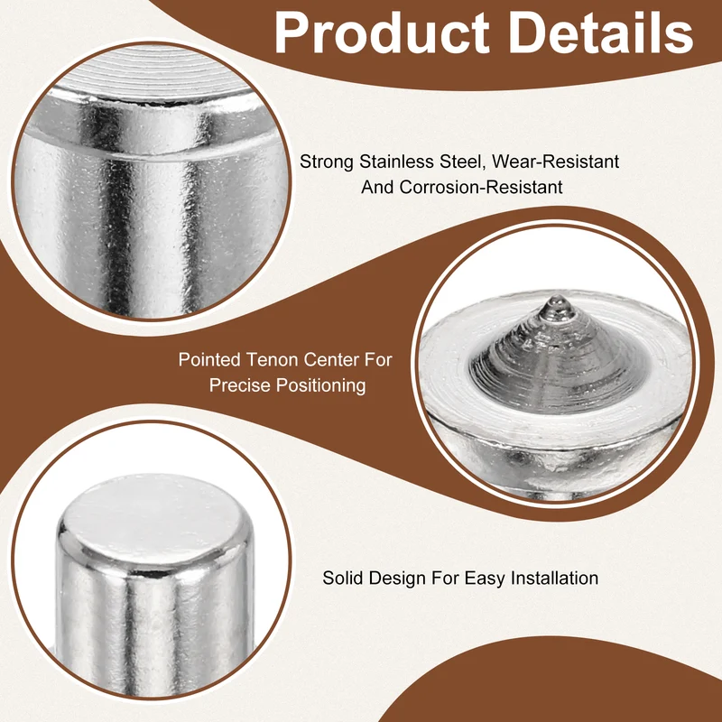 10Pcs Solid Dowel and Tenon Center Transfer Plugs, 6mm Doweling Centering Pin