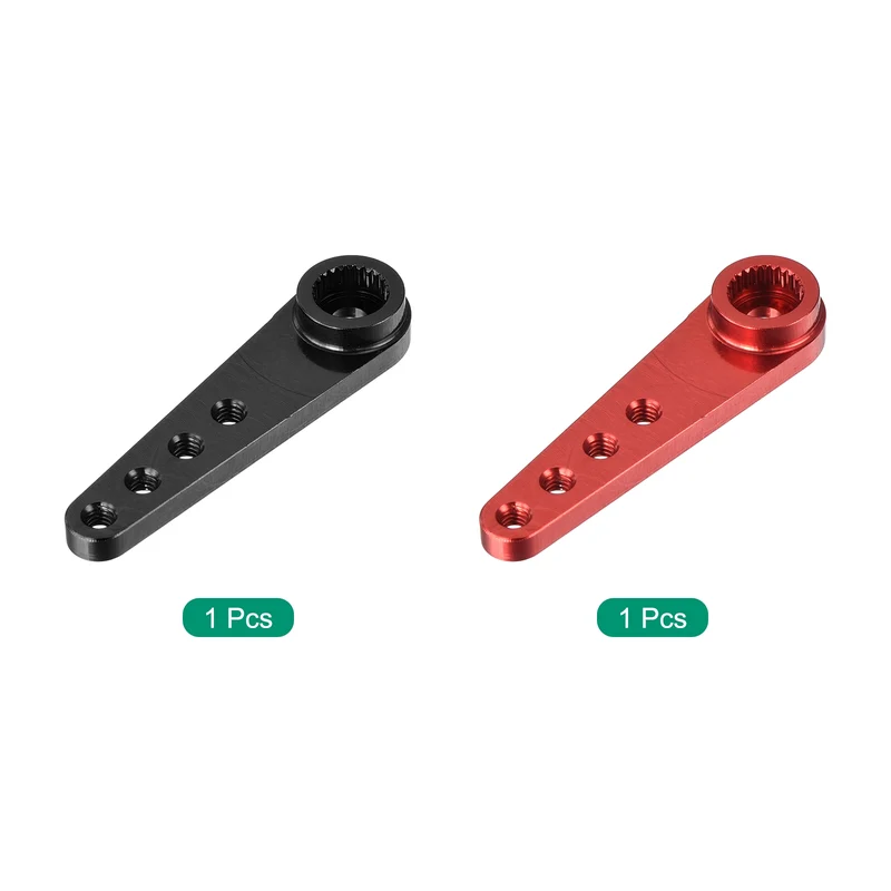 2 Pcs Aluminum Servo Horn Long 25T Steering Arm 37mm Length Black & Red