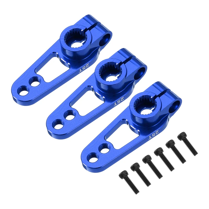 Aluminum Alloy 25T Steering Servo Single Sided Blue Arm Horn for DIY RC Car/Boat/Airplane Boat Accessories 3 Pcs