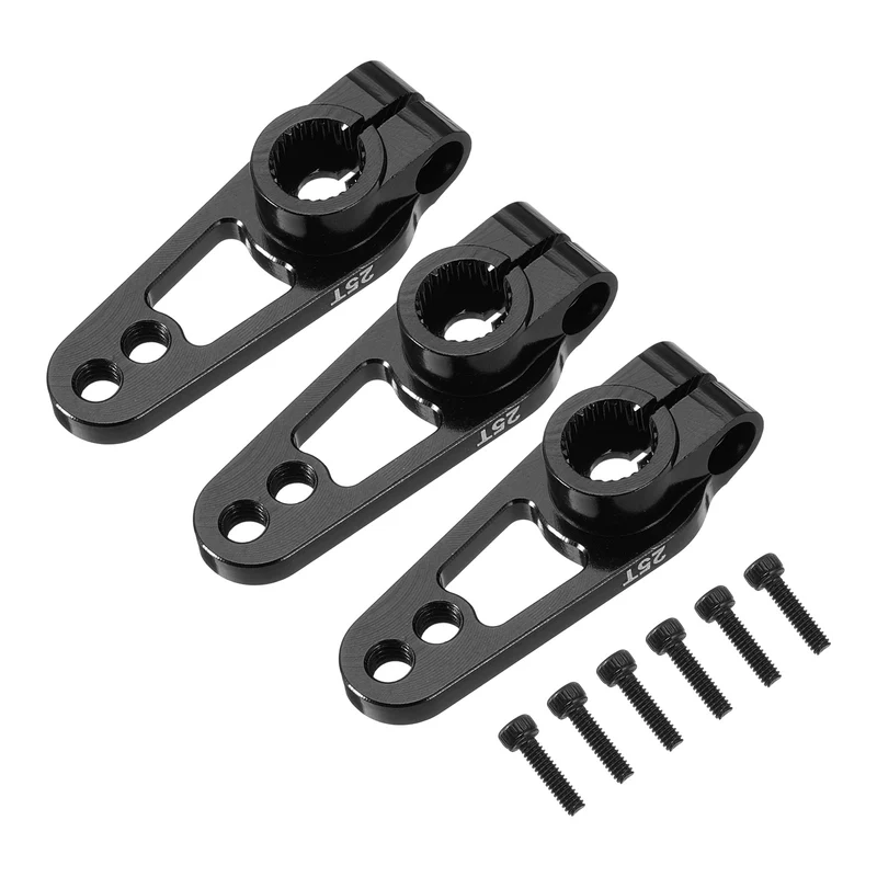 Aluminum Alloy 25T Steering Servo Single Sided Black Arm Horn for RC Car 3 Pcs