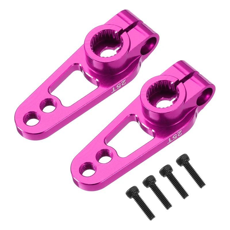 Aluminum Alloy 25T Steering Servo Single Sided Pink Arm Horn for RC Car 2 Pcs