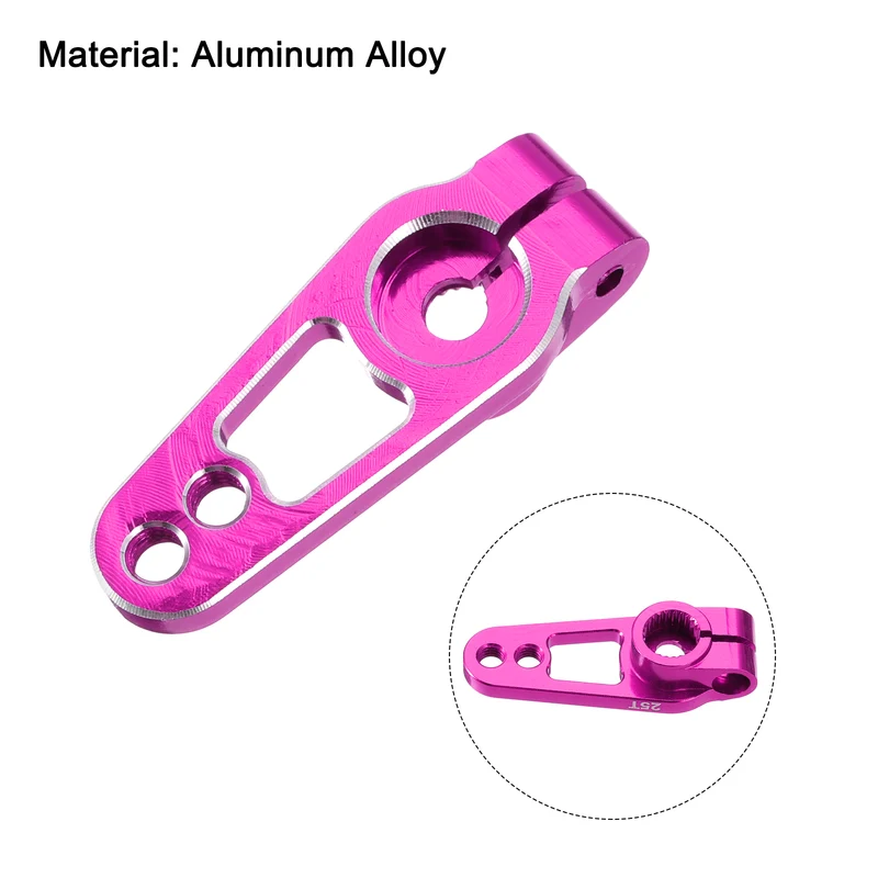 Aluminum Alloy 25T Steering Servo Single Sided Pink Arm Horn for RC Car 2 Pcs
