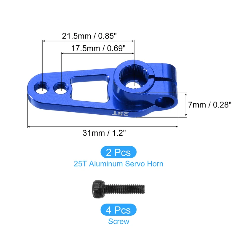 Aluminum Alloy 25T Steering Servo Single Sided Blue Arm Horn for RC Car 2 Pcs