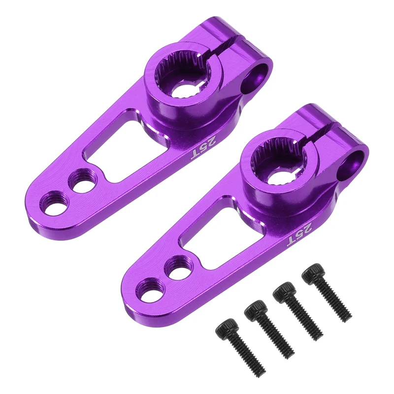 Aluminum Alloy 25T Steering Servo Single Sided Purple Arm Horn for RC Car 2 Pcs