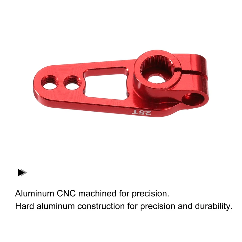 Aluminum Alloy 25T Steering Servo Single Sided Red Arm Horn for RC Car 2 Pcs