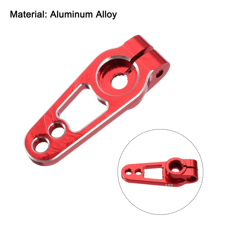 Aluminum Alloy 25T Steering Servo Single Sided Red Arm Horn for RC Car 2 Pcs