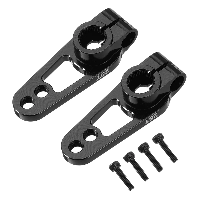 Aluminum Alloy 25T Steering Servo Single Sided Black Arm Horn for RC Car 2 Pcs