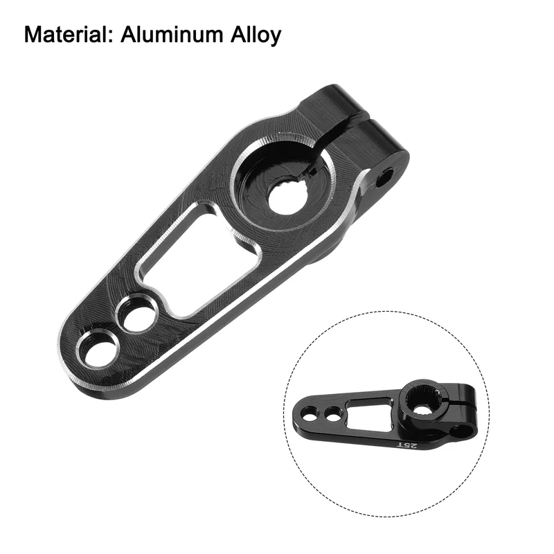 Aluminum Alloy 25T Steering Servo Single Sided Black Arm Horn for RC Car 2 Pcs