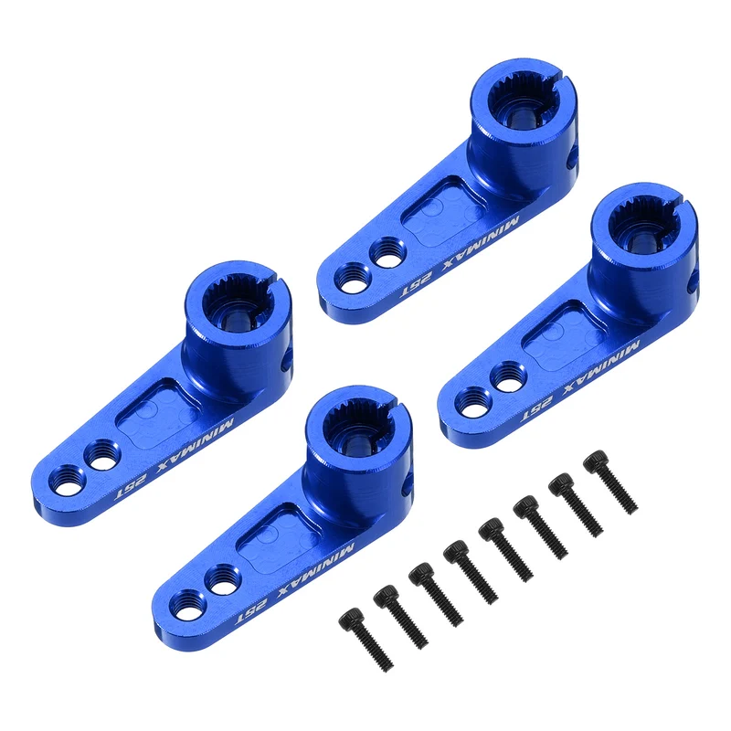 Aluminum Alloy 25T Steering Servo Arm Horn Dark Blue for 1/8 1/10 RC Car/Boat/Airplane Boat Accessories 4 Pcs