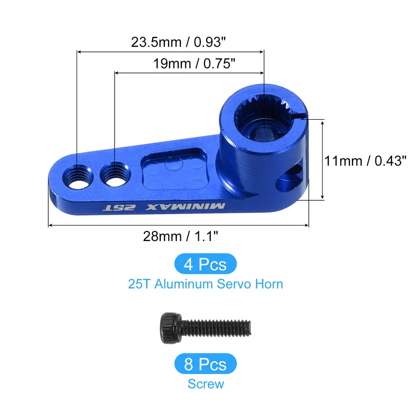 Aluminum Alloy 25T Steering Servo Arm Horn Dark Blue for 1/8 1/10 RC Car/Boat/Airplane Boat Accessories 4 Pcs