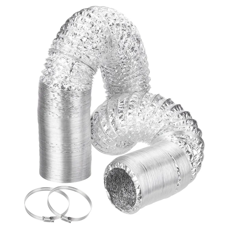 Air Aluminum Ducting 3.1 Inch 16.4 Feet Non-Insulated Ducting with 2 Clamps