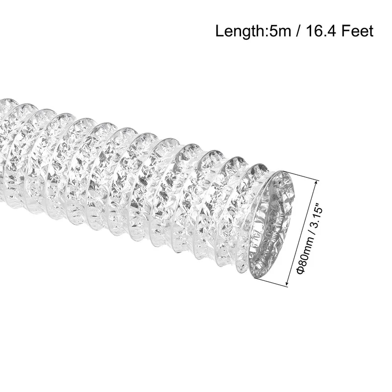 Air Aluminum Ducting 3.1 Inch 16.4 Feet Non-Insulated Ducting with 2 Clamps