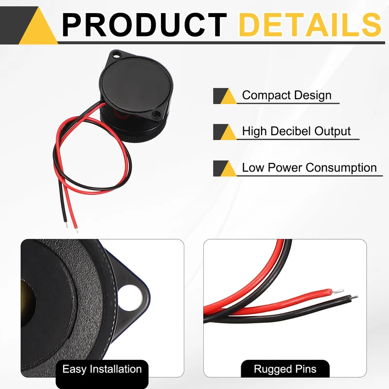 2Pcs Active Buzzer DC 9-24V 170mm Wired Active Piezo Electronic Buzzer Alarm