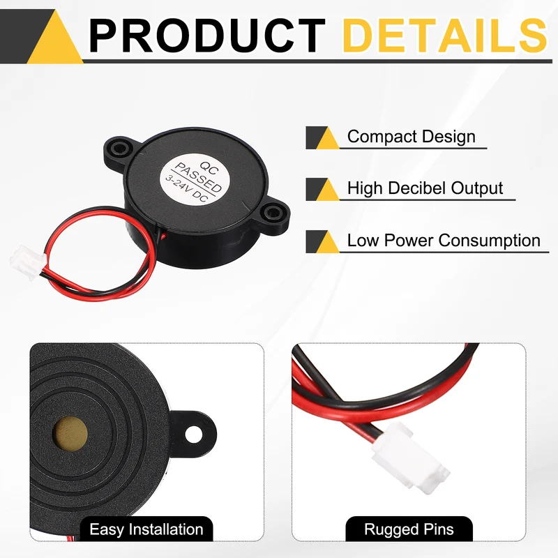 Active Buzzer DC 3-24V 150mm Wired Terminal Active Piezo Electronic Buzzer Alarm