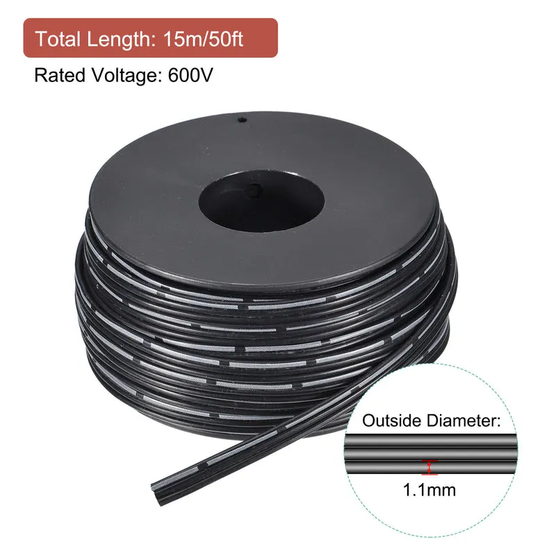 28AWG Ribbon Cable Silicone Wire 3Pin 28 Gauge Ribbon Wire Flat Silicone Cable 15m/50ft Black Stranded Tinned Copper Wire