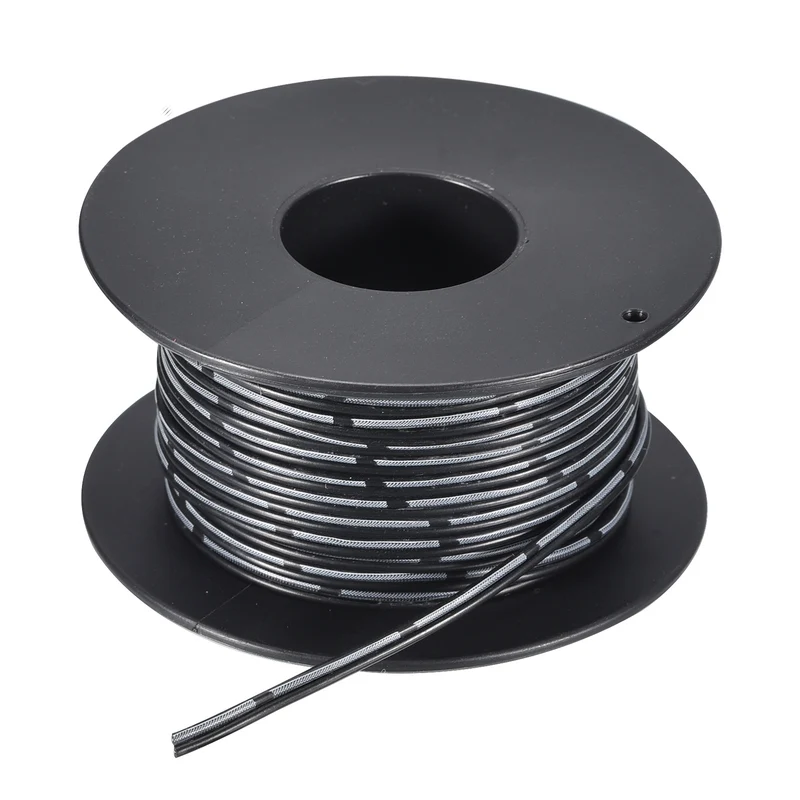 28AWG Ribbon Cable Silicone Wire 2Pin 28 Gauge Ribbon Wire Flat Silicone Cable 15m/50ft Black Stranded Tinned Copper Wire