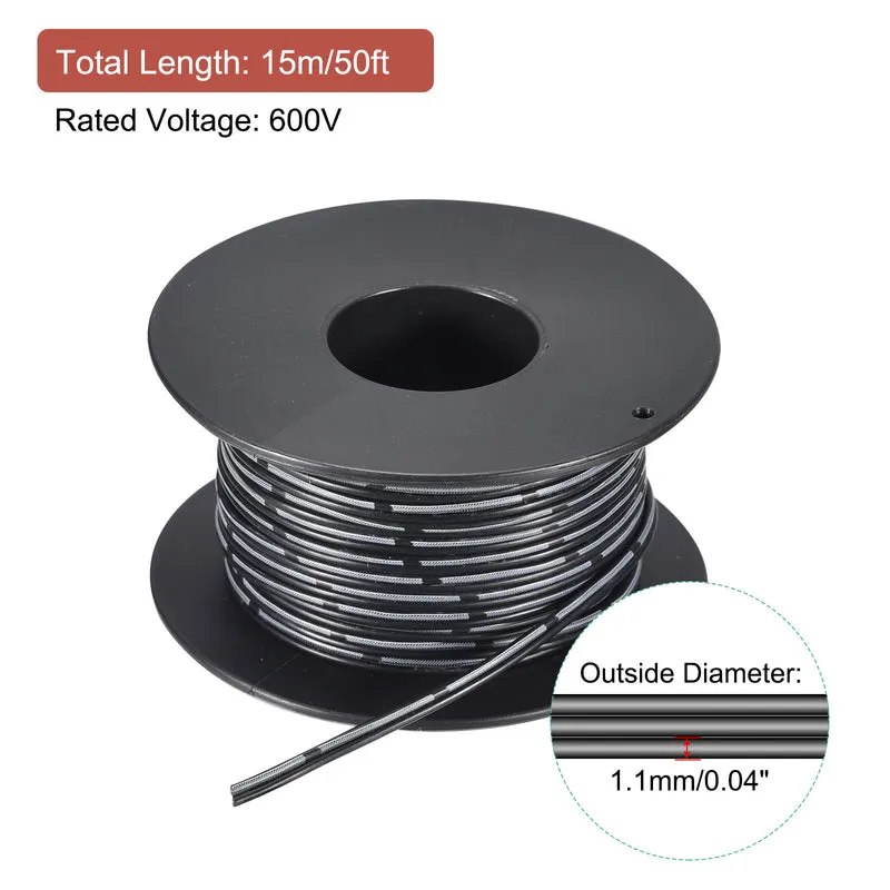 28AWG Ribbon Cable Silicone Wire 2Pin 28 Gauge Ribbon Wire Flat Silicone Cable 15m/50ft Black Stranded Tinned Copper Wire