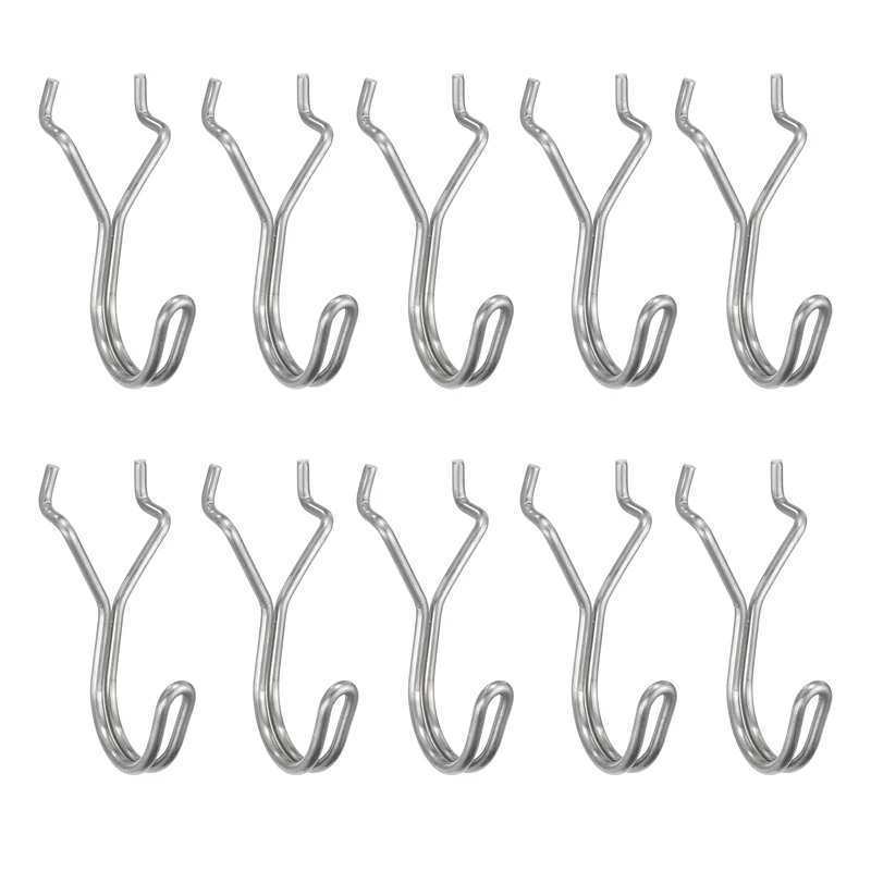 10Pcs Stainless Steel Pegboard Hooks 25mm/0.98" Hole Spacing J-Hooks