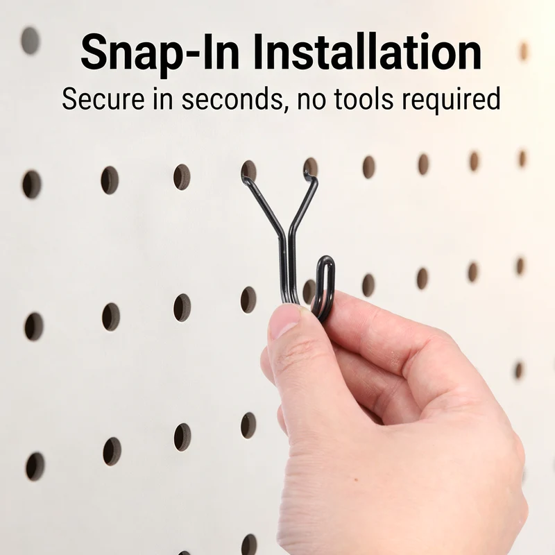 10Pcs Stainless Steel Pegboard Hooks 25mm/0.98" Hole Spacing J-Hooks