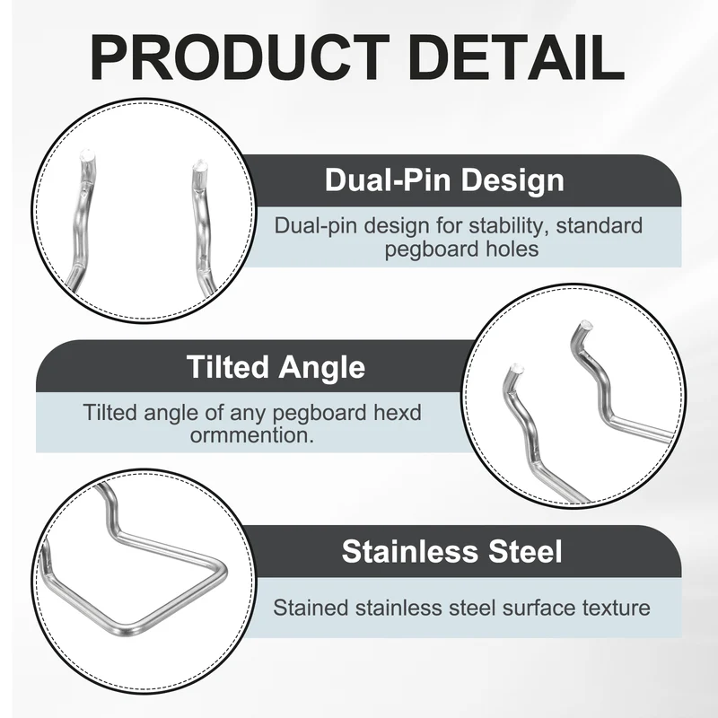 4Pcs Metal Pegboard Plier Holders 25mm/0.98" Utility Holder, Silver