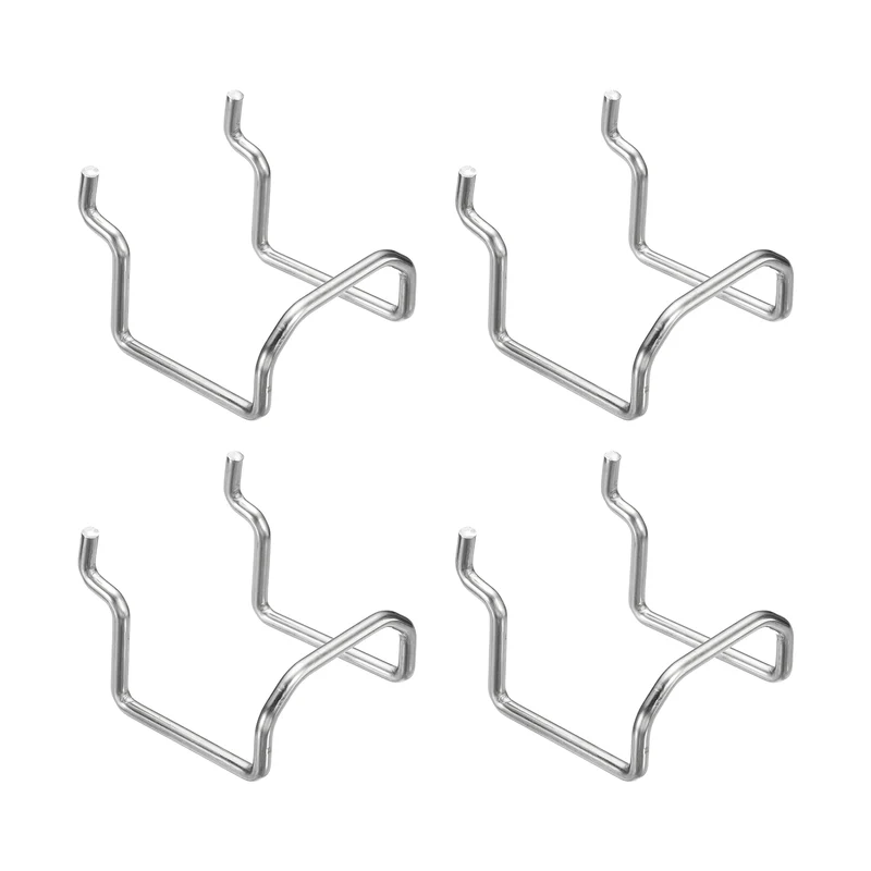 4Pcs Metal Pegboard Drill Hooks 59mm/2.32" Utility Holder, Silver