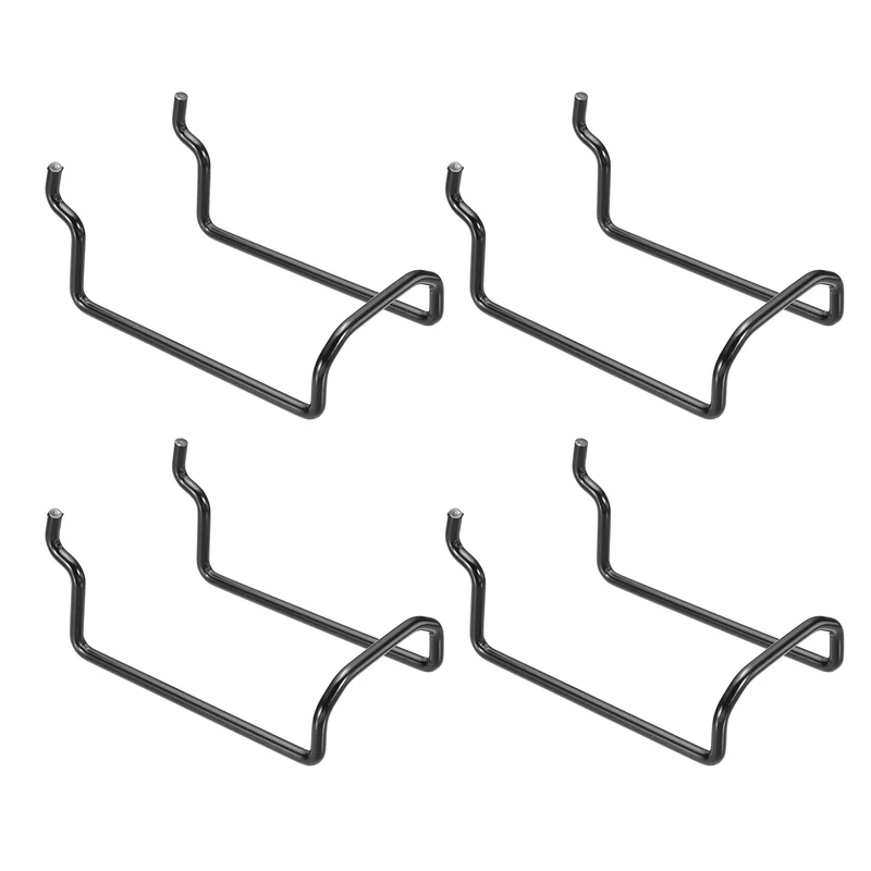 4Pcs Metal Pegboard Drill Hook 95mm/3.74" Utility Holders, Black