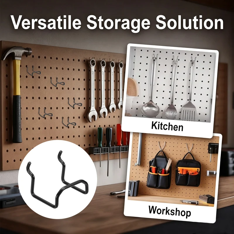4Pcs Metal Pegboard Drill Hooks 55mm/2.17" Utility Holder, Black