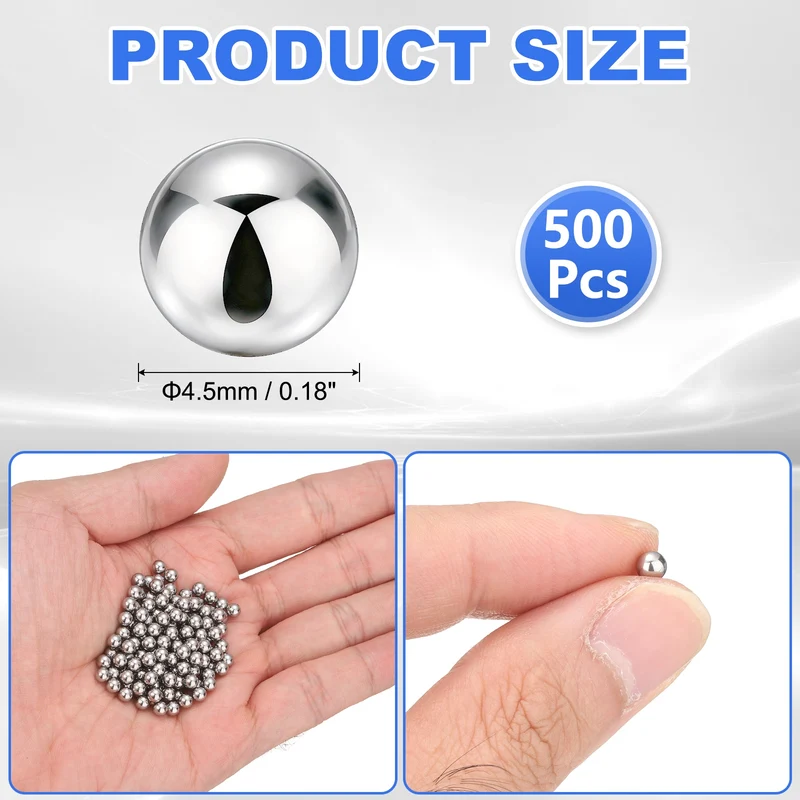 500-Pack Bearing Balls, 4.5mm 304 Stainless Steel G100 Metal Precision Balls