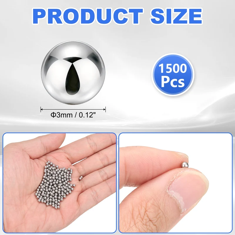 1500-Pack Bearing Balls, 3mm 304 Stainless Steel G100 Metal Precision Balls