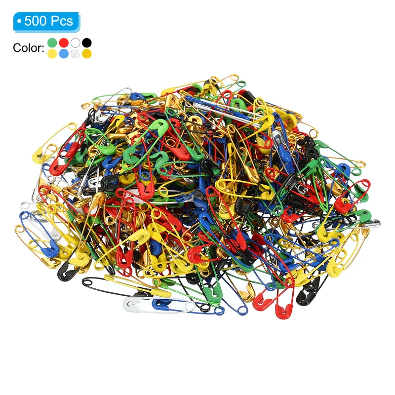 Safety Pins 0.98 Inch Metal Small Sewing Pins Multicolored 500Pcs