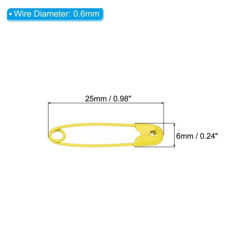 Safety Pins 0.98 Inch Metal Small Sewing Pins Yellow 100Pcs