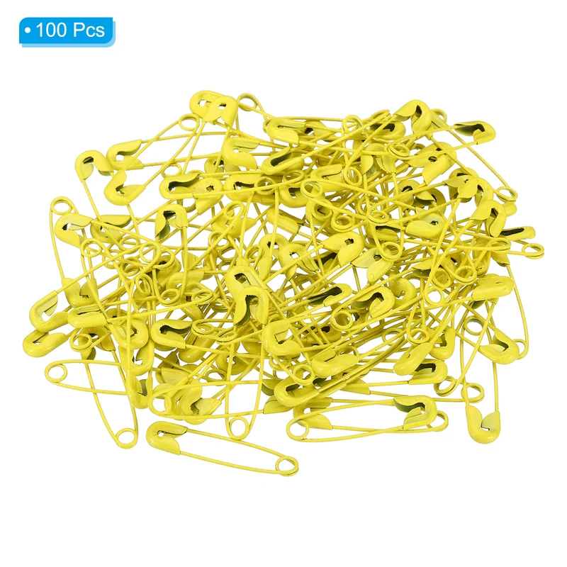 Safety Pins 0.98 Inch Metal Small Sewing Pins Yellow 100Pcs