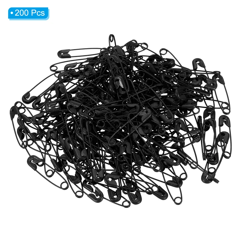 Safety Pins 0.98 Inch Metal Small Sewing Pins Black 200Pcs