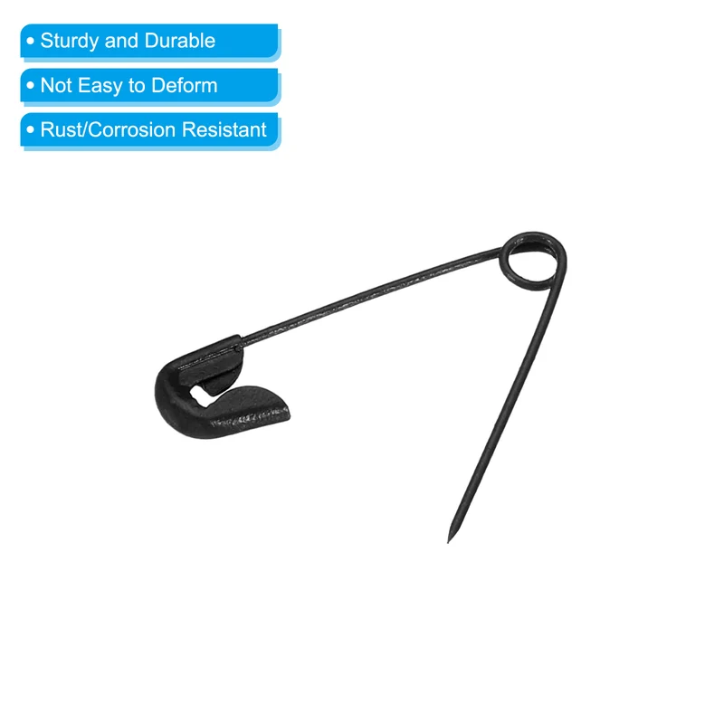 Safety Pins 0.98 Inch Metal Small Sewing Pins Black 100Pcs