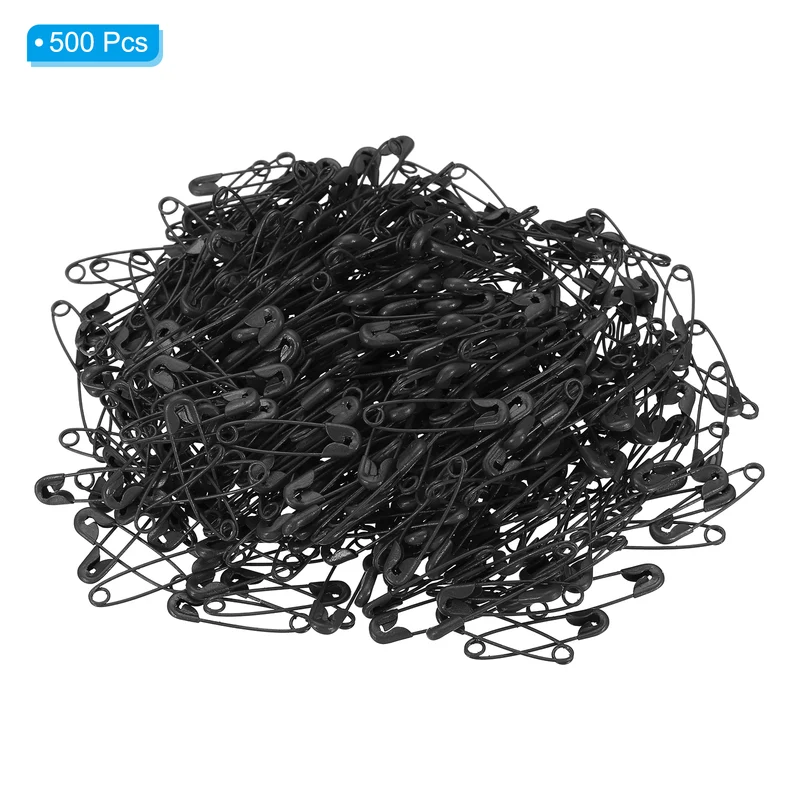 Safety Pins 0.98 Inch Metal Small Sewing Pins Black 500Pcs