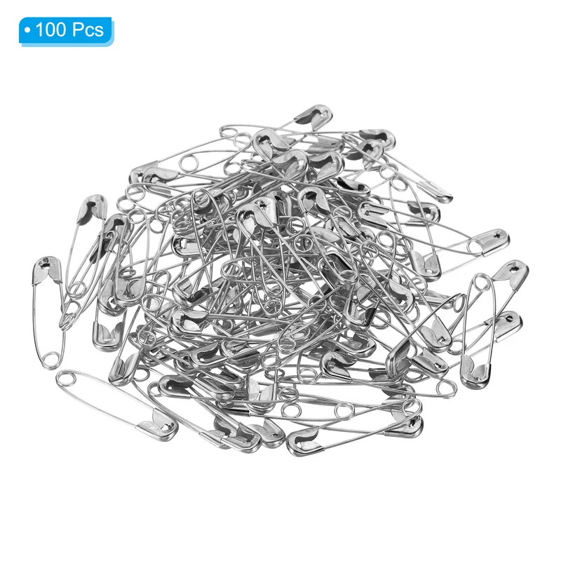 Safety Pins 0.98 Inch Metal Small Sewing Pins Silver Tone 100Pcs
