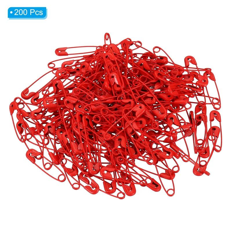 Safety Pins 0.98 Inch Metal Small Sewing Pins Red 200Pcs