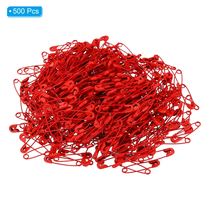 Safety Pins 0.98 Inch Metal Small Sewing Pins Red 500Pcs