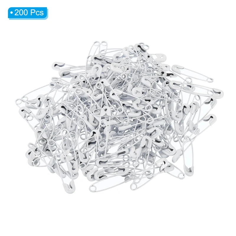 Safety Pins 0.98 Inch Metal Small Sewing Pins White 200Pcs